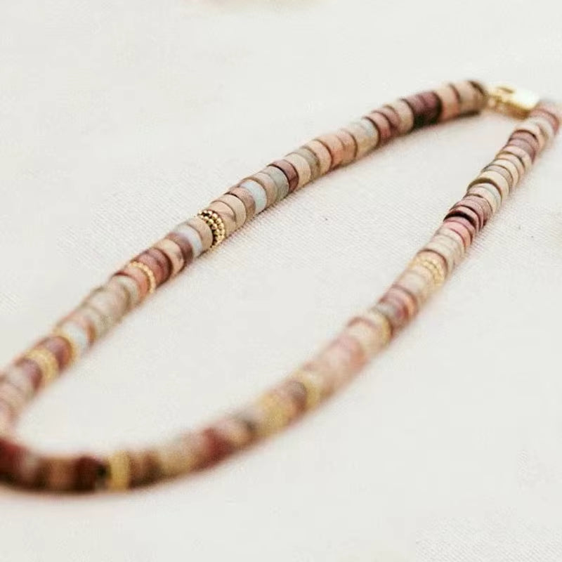 Hand-Made Natural Stone Beaded Necklace Men Women Ethnic Retro Charm Short Jewelry Unique Pattern Stone Corrente Masculina 2021