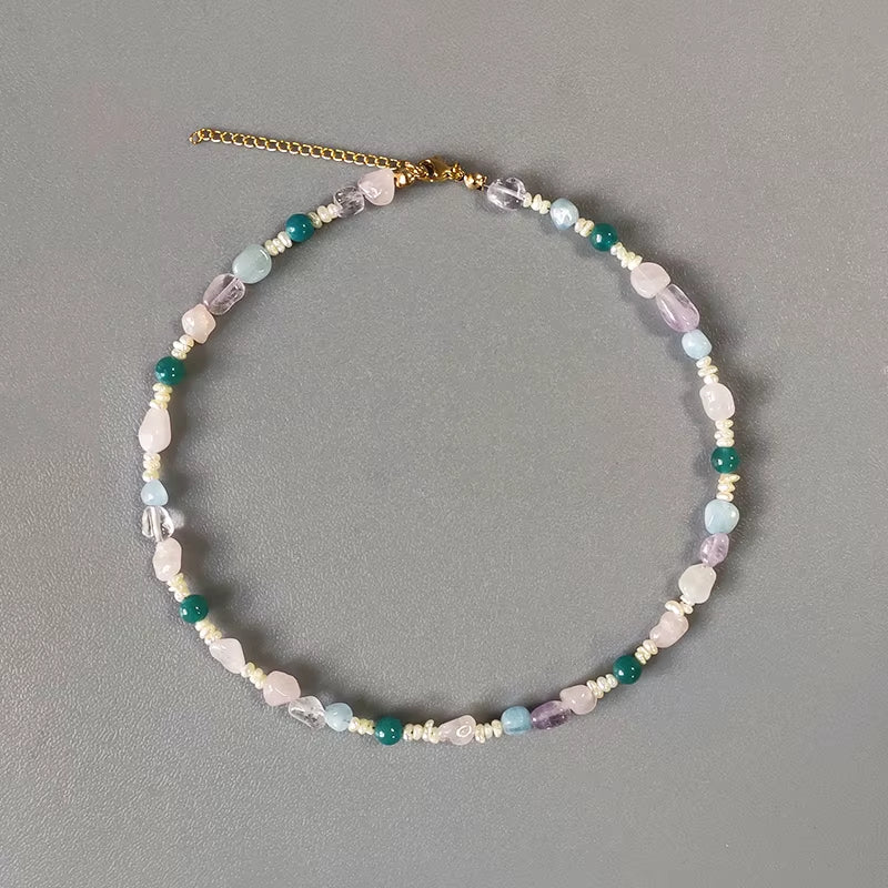 Hand-Made Natural Stone Beaded Necklace Men Women Ethnic Retro Charm Short Jewelry Unique Pattern Stone Corrente Masculina 2021