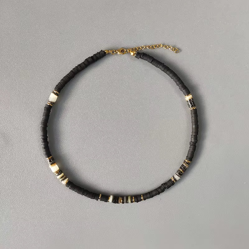 Hand-Made Natural Stone Beaded Necklace Men Women Ethnic Retro Charm Short Jewelry Unique Pattern Stone Corrente Masculina 2021