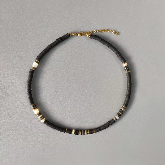 Hand-Made Natural Stone Beaded Necklace Men Women Ethnic Retro Charm Short Jewelry Unique Pattern Stone Corrente Masculina 2021