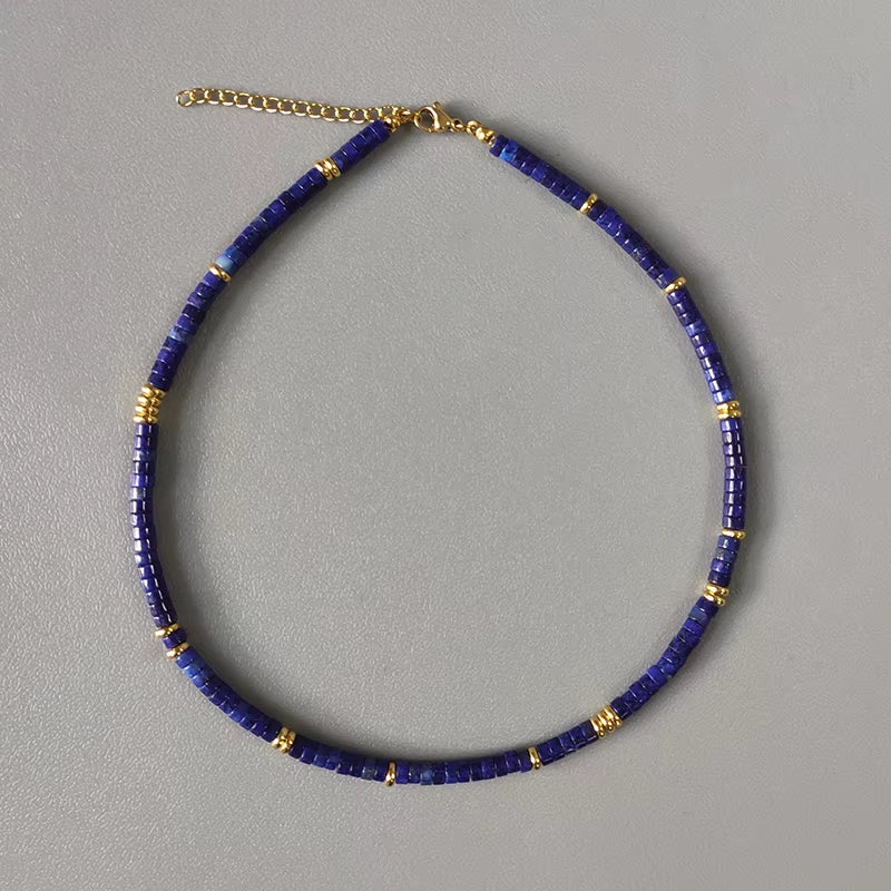 Hand-Made Natural Stone Beaded Necklace Men Women Ethnic Retro Charm Short Jewelry Unique Pattern Stone Corrente Masculina 2021