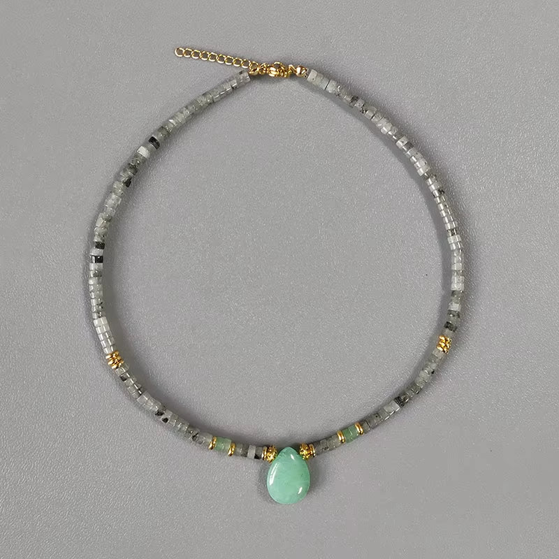 Hand-Made Natural Stone Beaded Necklace Men Women Ethnic Retro Charm Short Jewelry Unique Pattern Stone Corrente Masculina 2021
