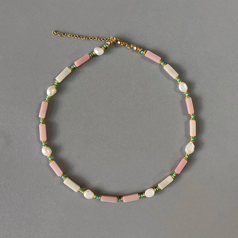 Hand-Made Natural Stone Beaded Necklace Men Women Ethnic Retro Charm Short Jewelry Unique Pattern Stone Corrente Masculina 2021