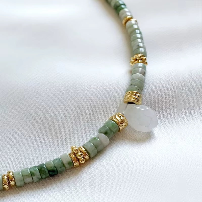 Hand-Made Natural Stone Beaded Necklace Men Women Ethnic Retro Charm Short Jewelry Unique Pattern Stone Corrente Masculina 2021
