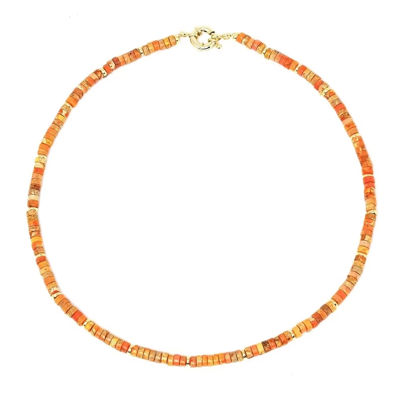 Hand-Made Natural Stone Beaded Necklace Men Women Ethnic Retro Charm Short Jewelry Unique Pattern Stone Corrente Masculina 2021