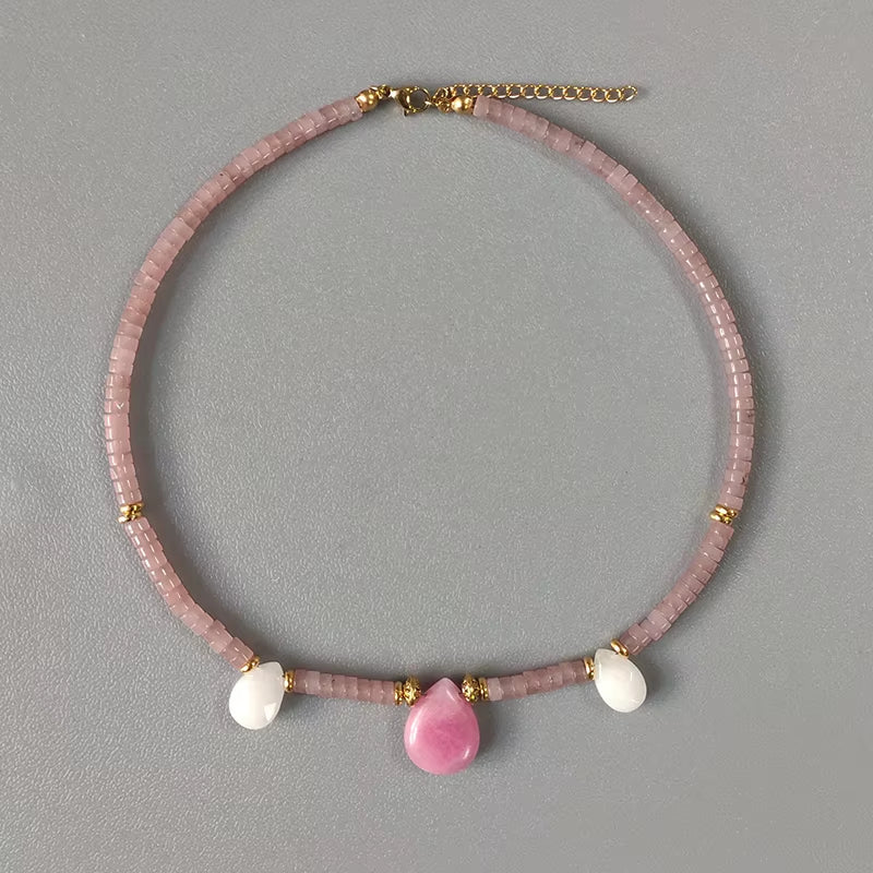 Hand-Made Natural Stone Beaded Necklace Men Women Ethnic Retro Charm Short Jewelry Unique Pattern Stone Corrente Masculina 2021