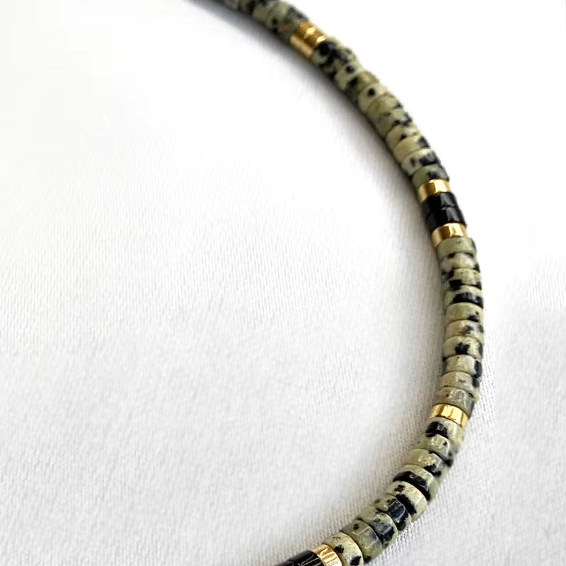 Hand-Made Natural Stone Beaded Necklace Men Women Ethnic Retro Charm Short Jewelry Unique Pattern Stone Corrente Masculina 2021