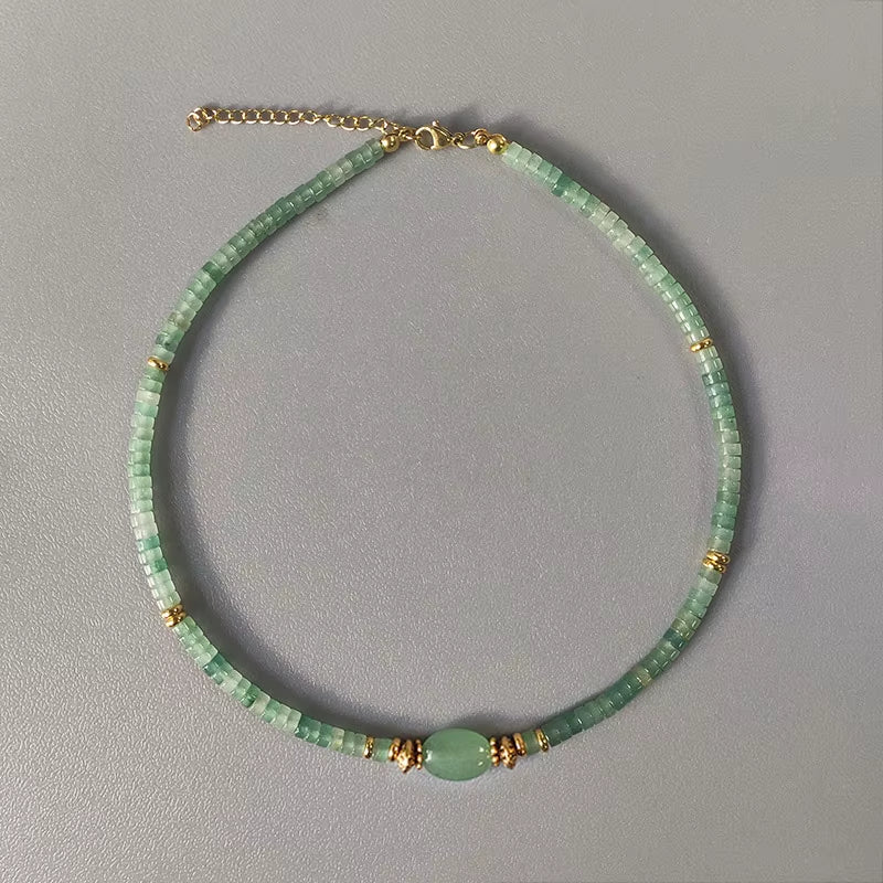 Hand-Made Natural Stone Beaded Necklace Men Women Ethnic Retro Charm Short Jewelry Unique Pattern Stone Corrente Masculina 2021