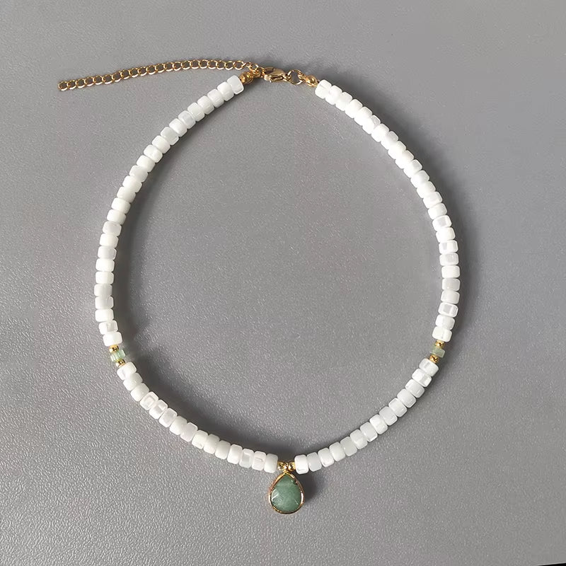 Hand-Made Natural Stone Beaded Necklace Men Women Ethnic Retro Charm Short Jewelry Unique Pattern Stone Corrente Masculina 2021