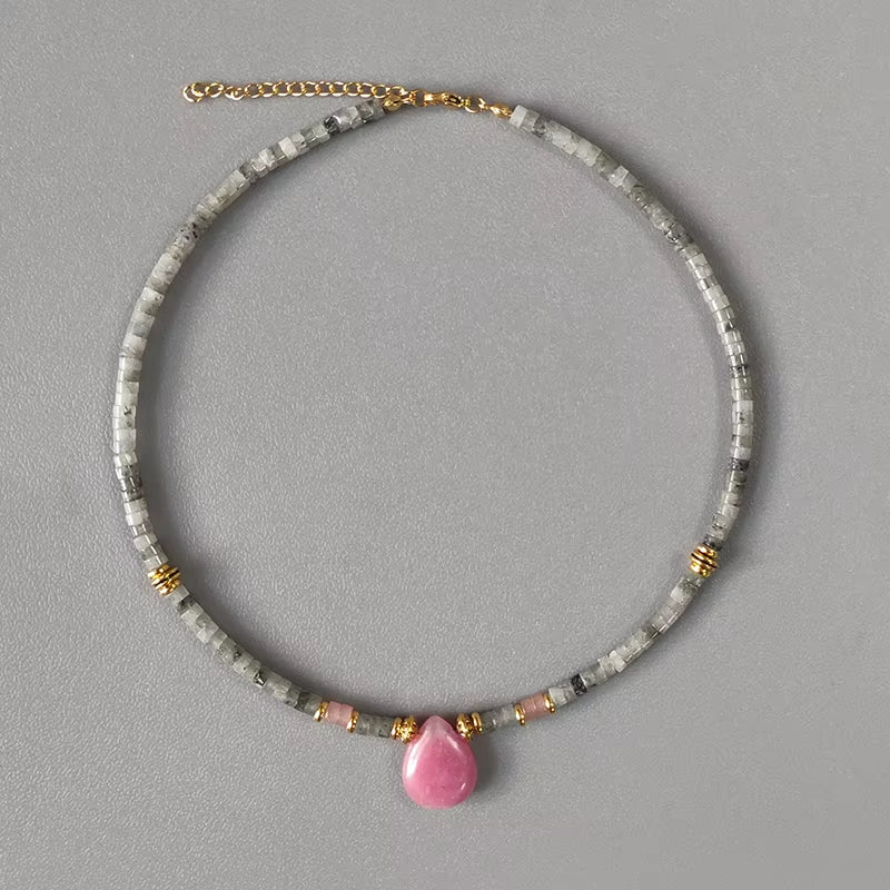 Hand-Made Natural Stone Beaded Necklace Men Women Ethnic Retro Charm Short Jewelry Unique Pattern Stone Corrente Masculina 2021