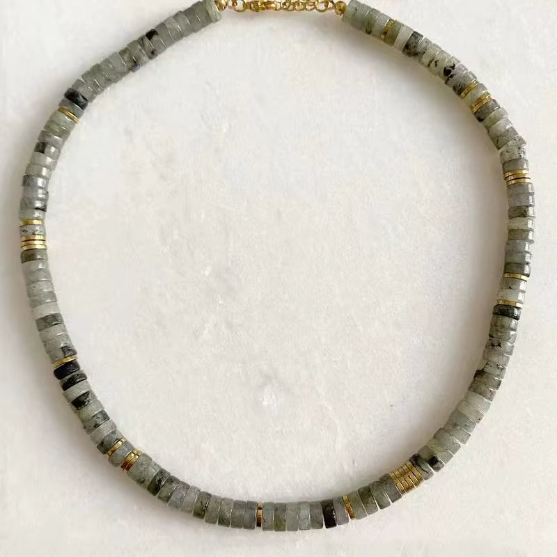 Hand-Made Natural Stone Beaded Necklace Men Women Ethnic Retro Charm Short Jewelry Unique Pattern Stone Corrente Masculina 2021
