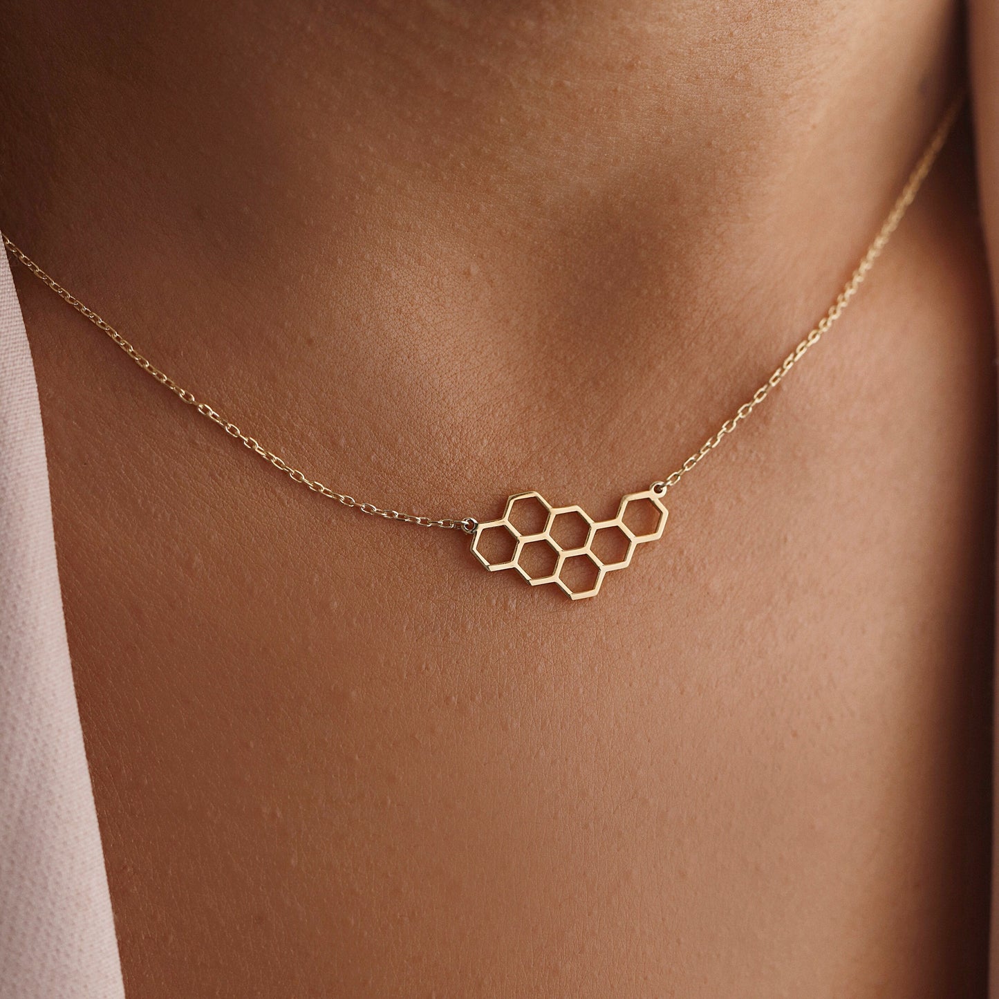 Honeycomb Necklace, Geometry Shape, Layering Necklace, Birthday Necklace, Gift for Her, Christmas Gift,